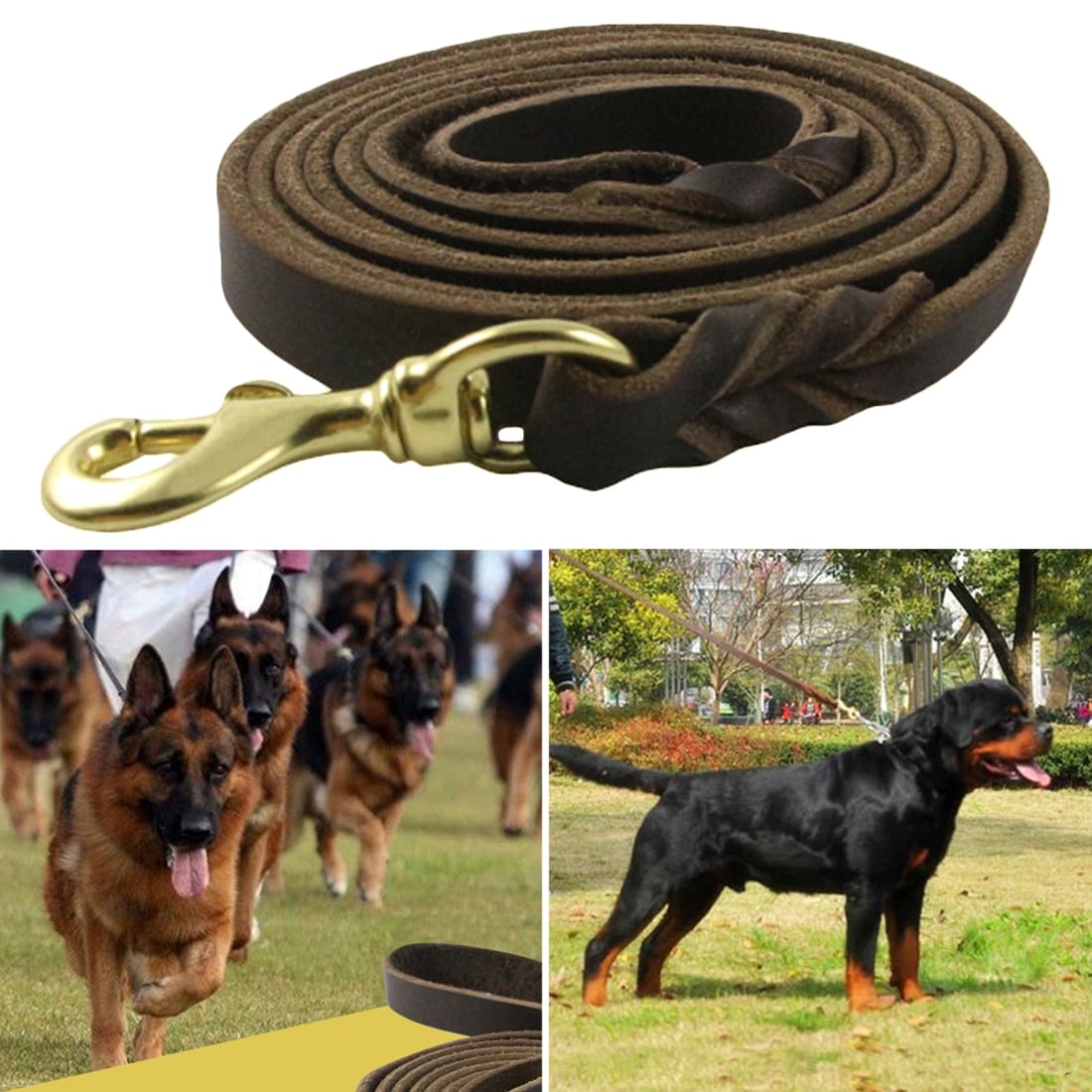 1Pc Durable Braided Leather Dog Leash Walking Training Leads for Dog ...