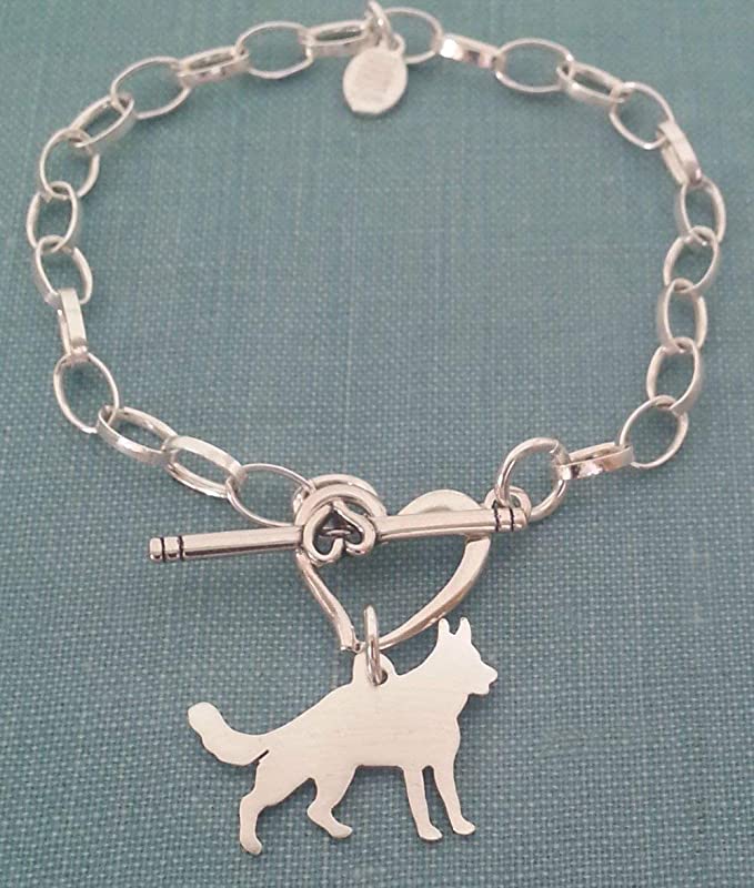 Amazon.com: .925 Sterling Silver German Shepherd Dog Chain Bracelet ...