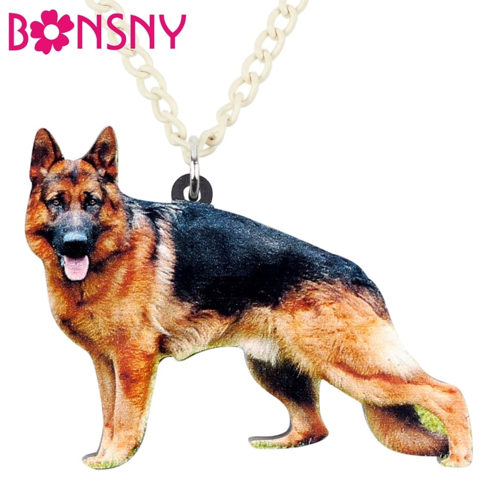 Bonsny Acrylic German Shepherd Dog Necklace Pendant Chain Choker ...