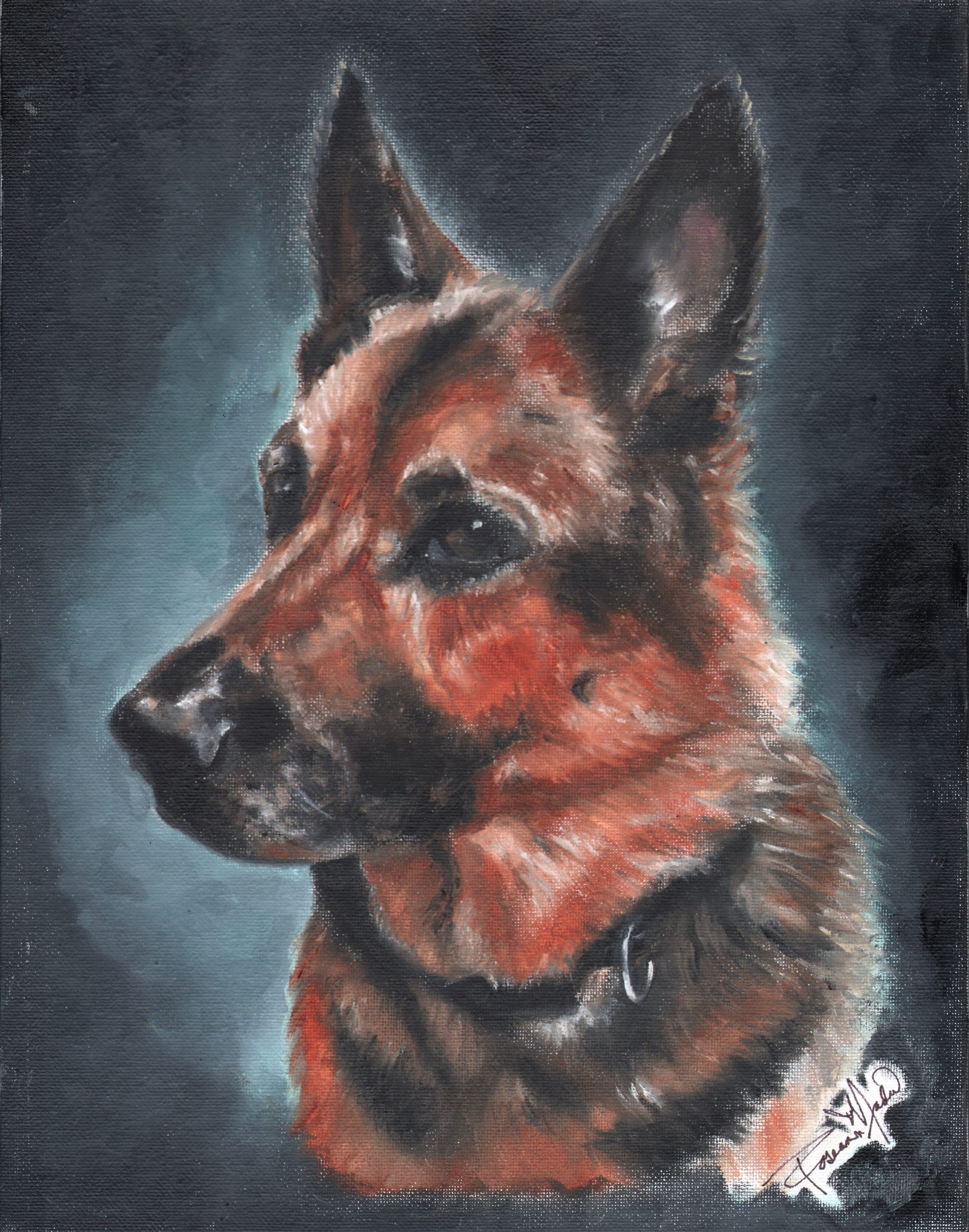 German Shepherd Dog Painting