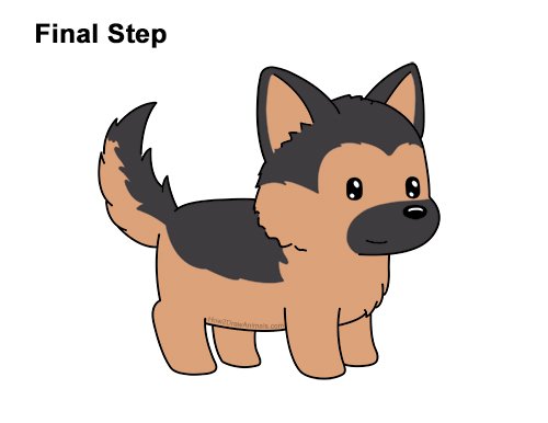 How to Draw a German Shepherd Puppy Dog (Cartoon) VIDEO ...