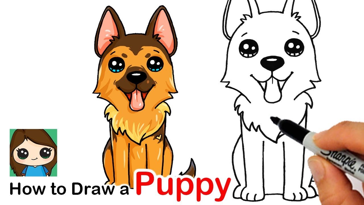 How to Draw a German Shepherd Puppy Easy