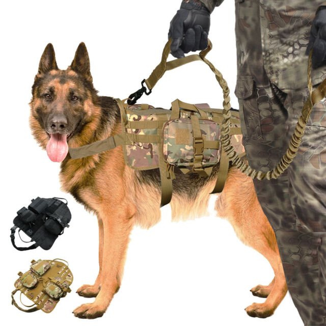 Large No Pull Tactical Military Dog Harness& Leash Set K9 ...