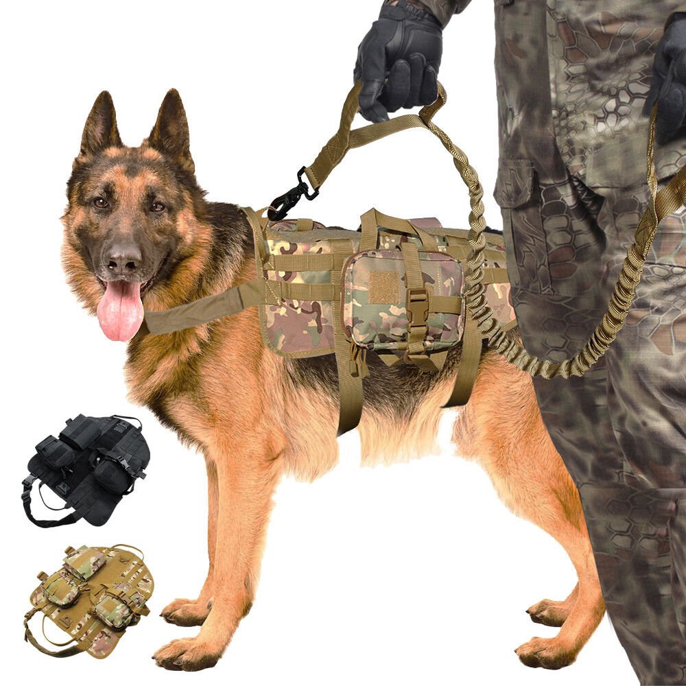 Military Tactical Dog Harness Vest K9 German Shepherd Training Harness ...