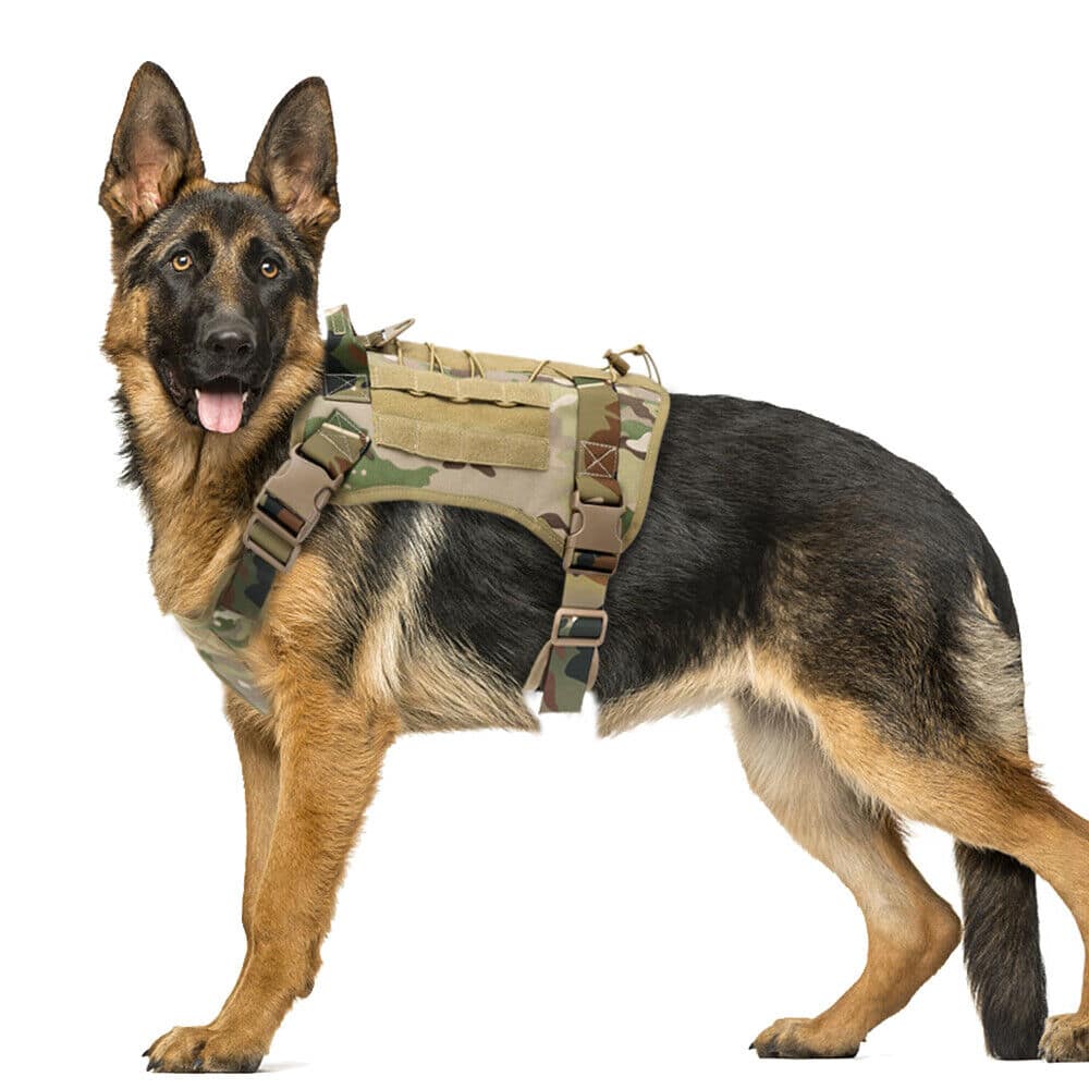 No Pull Tactical Dog Harness Military MOLLE Training Vest Large German ...