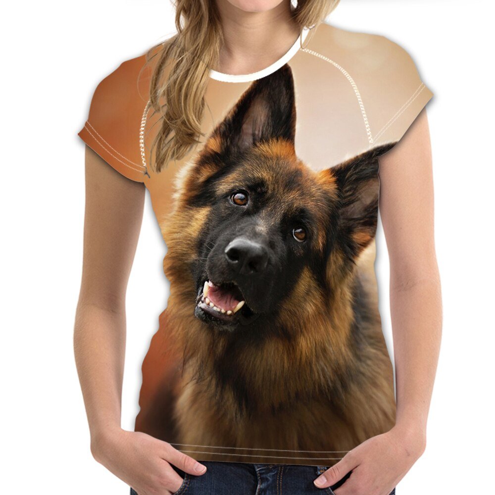 T Shirt for Women Short Tee Clothing Female German Shepherd Dog ...